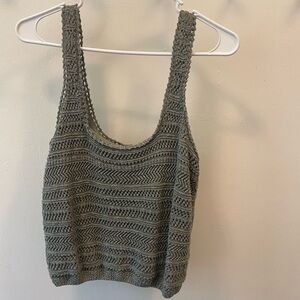 Abercrombie green crochet top, size large